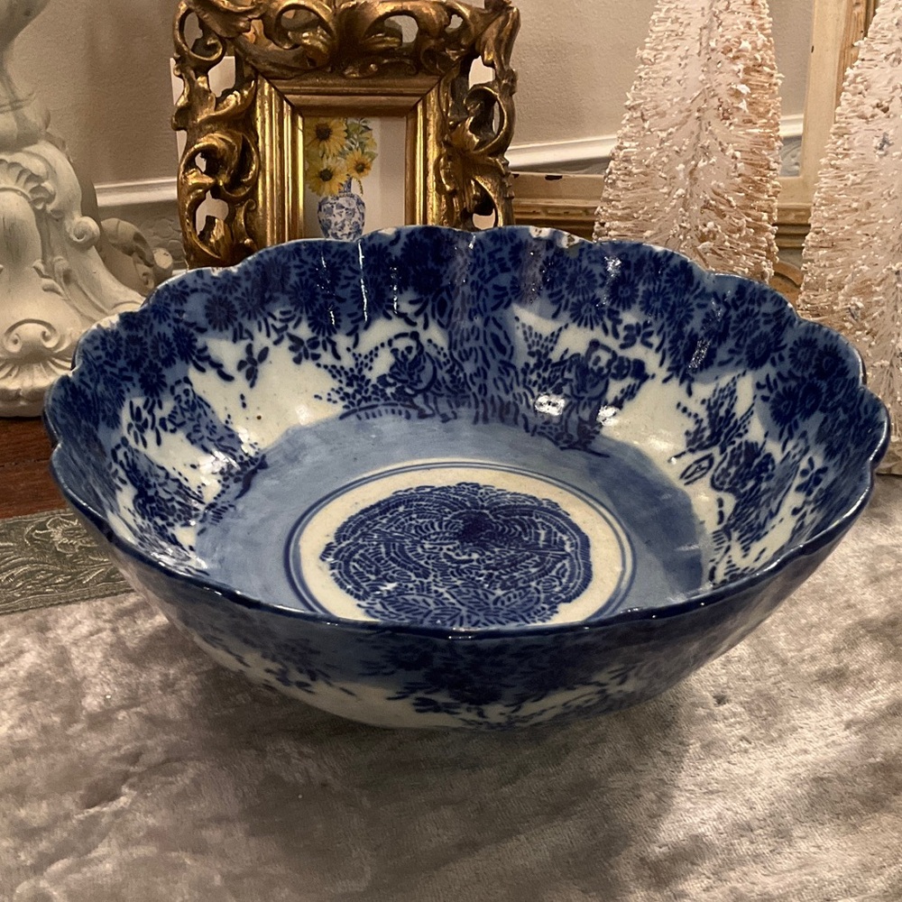 Antique 19Th Century Meiji Period Japanese Blue & White Bowl
